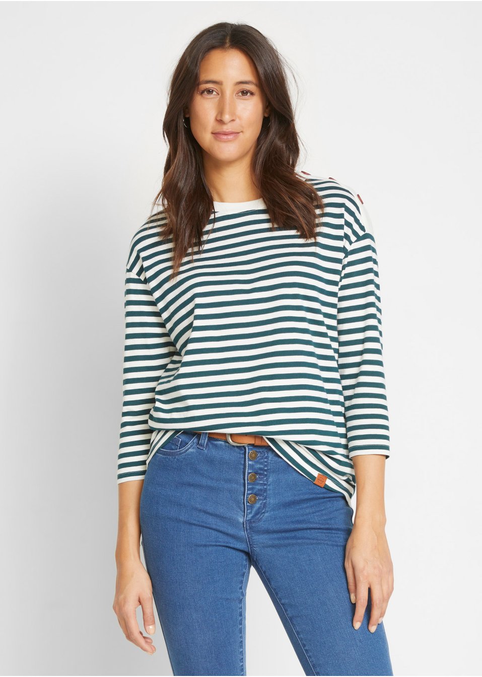 T-shirt manches longues oversized avec boutons