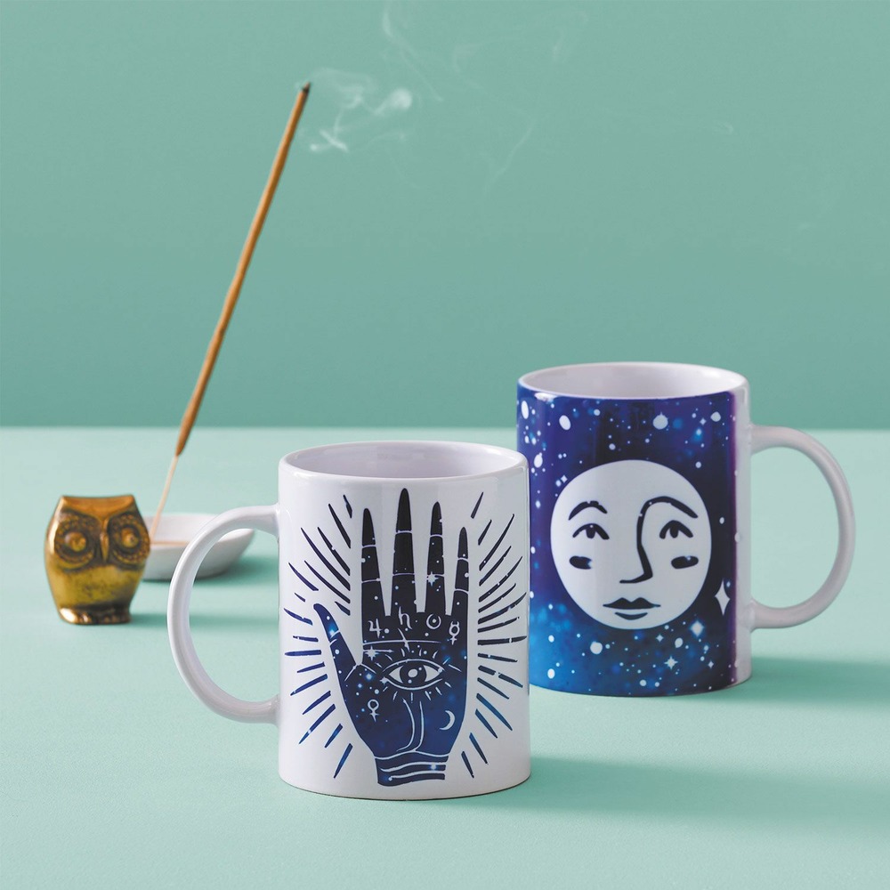 4 feuilles de transfert pour mug press - violet + rouge