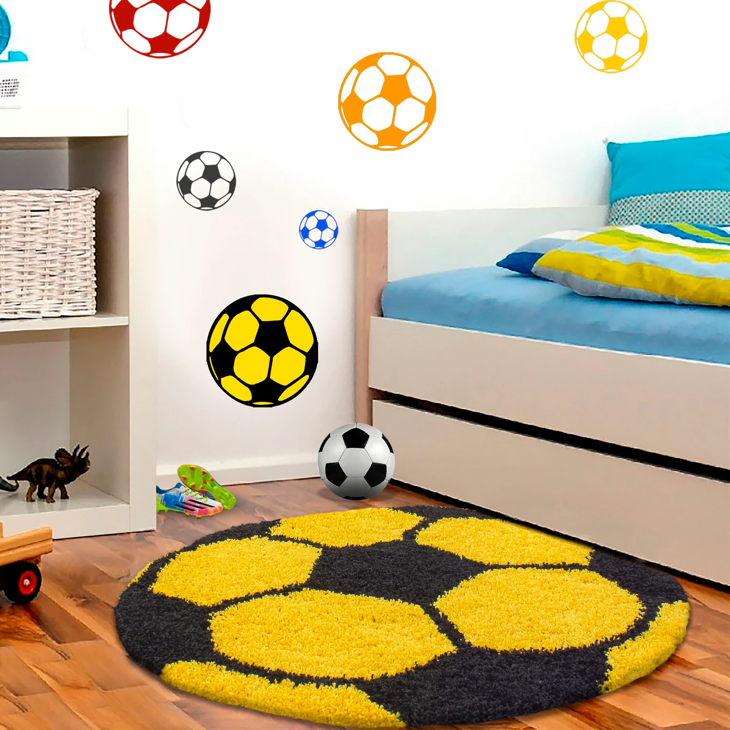 Wunderschöne Kinderteppichrund , Höhe 30 mm, Fußball Motiv