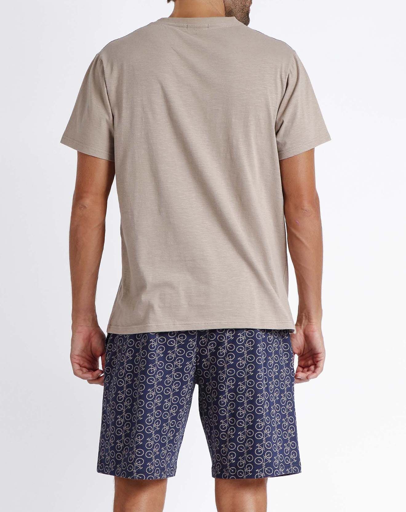 Antonio Miro Pyjama T-Shirt & Short Emilian beige/bleu marine