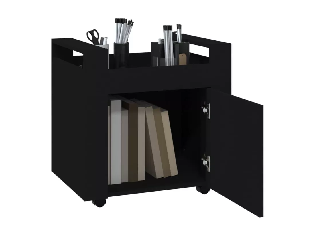 Chariot de bureau Noir 60x45x60 cm Bois d'ingénierie