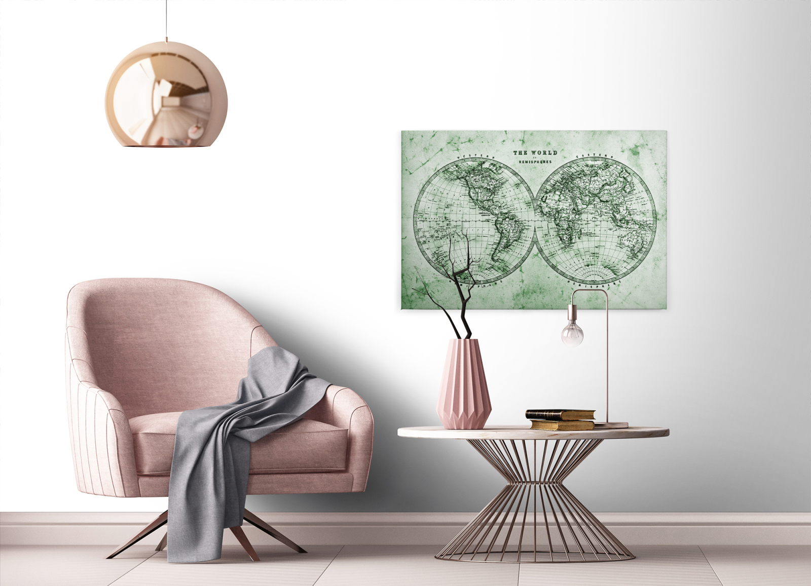 Leinwandbild WELTANSICHT - grün - 90x60 cm
