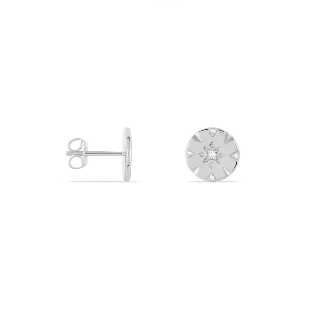 Boucles D'oreilles Puces Erinna Argent Blanc Oxyde De Zirconium