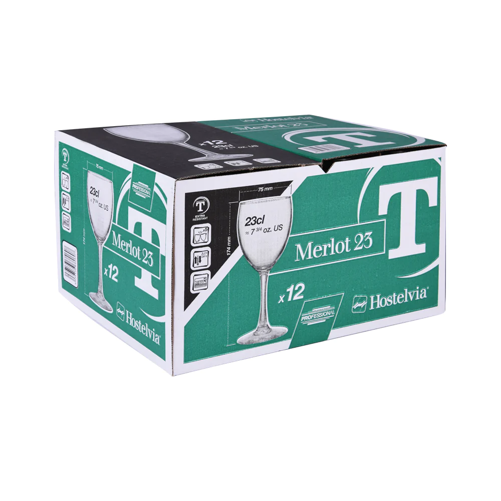 Boîte de 12 verres à pied trempés Merlot 23 cl Vicrila