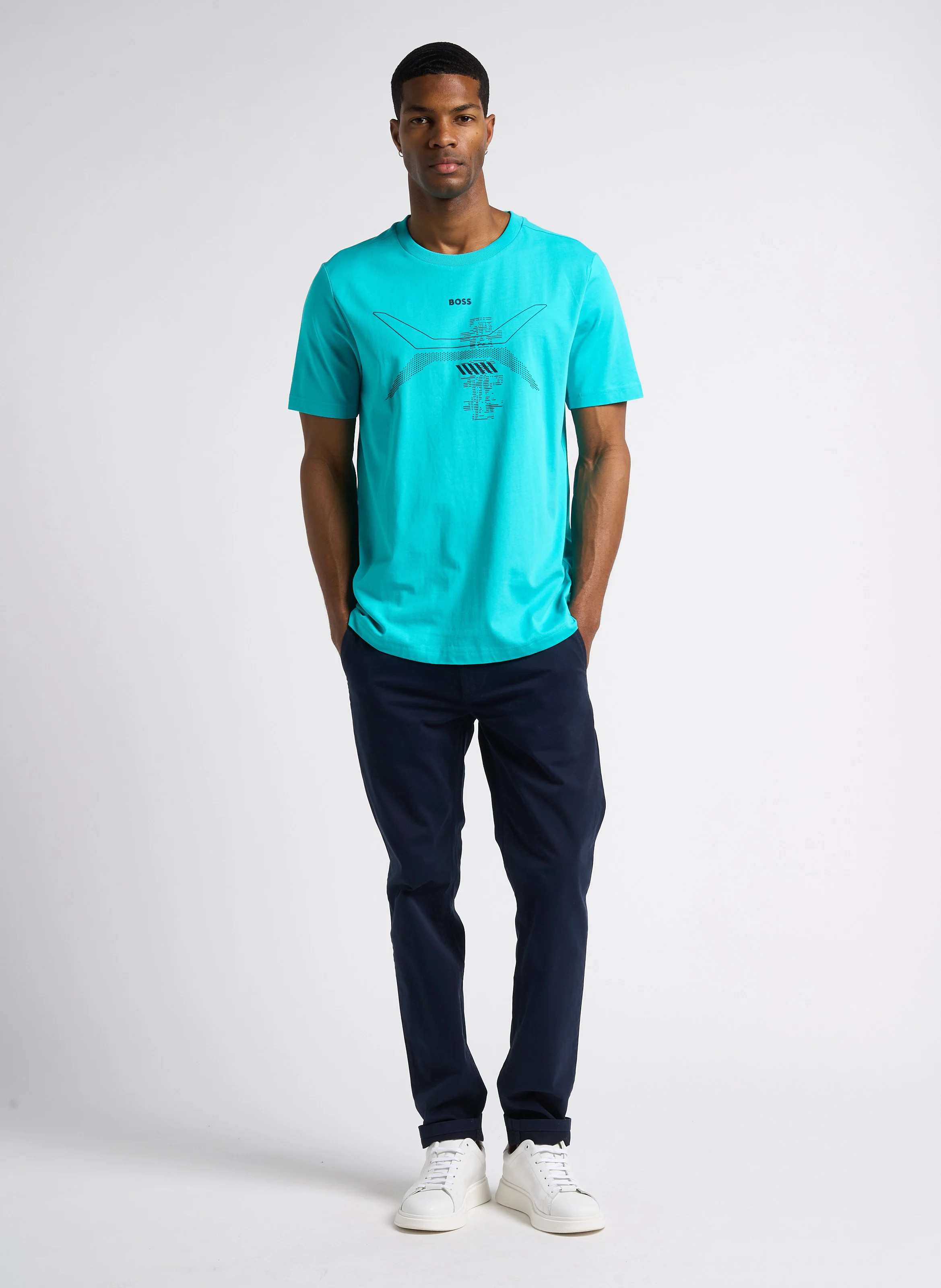 Pantalon chino en coton stretch | Bleu