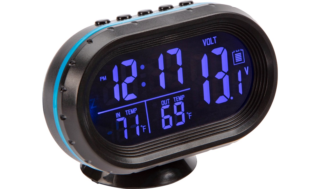 Digital inde/ude termometer voltmeter ur