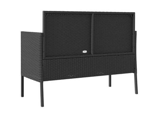 VIDAXL - Banc de jardin avec coussins noir résine tressée