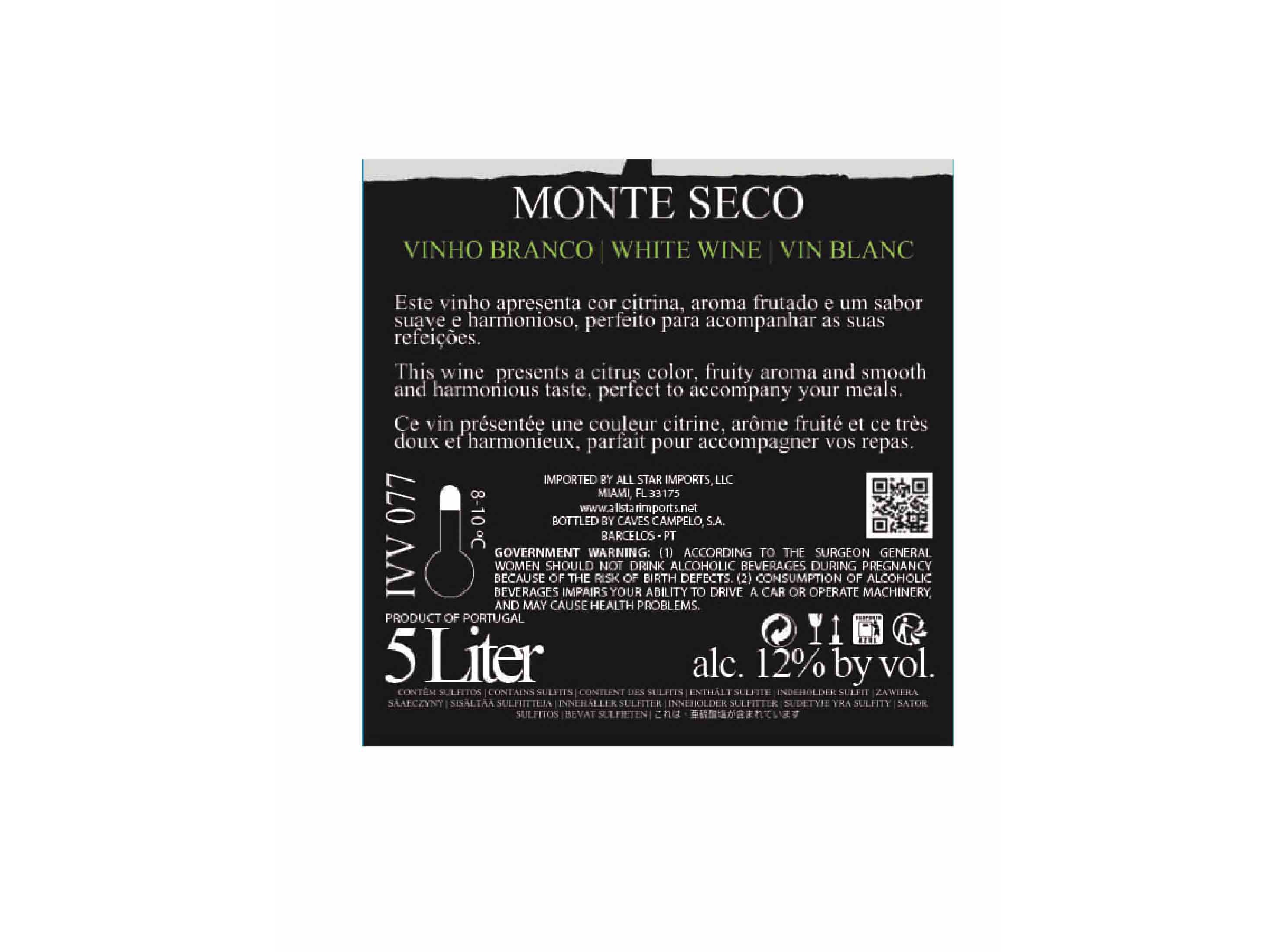 VINHO BRANCO MONTE SECO BAG IN BOX 5L