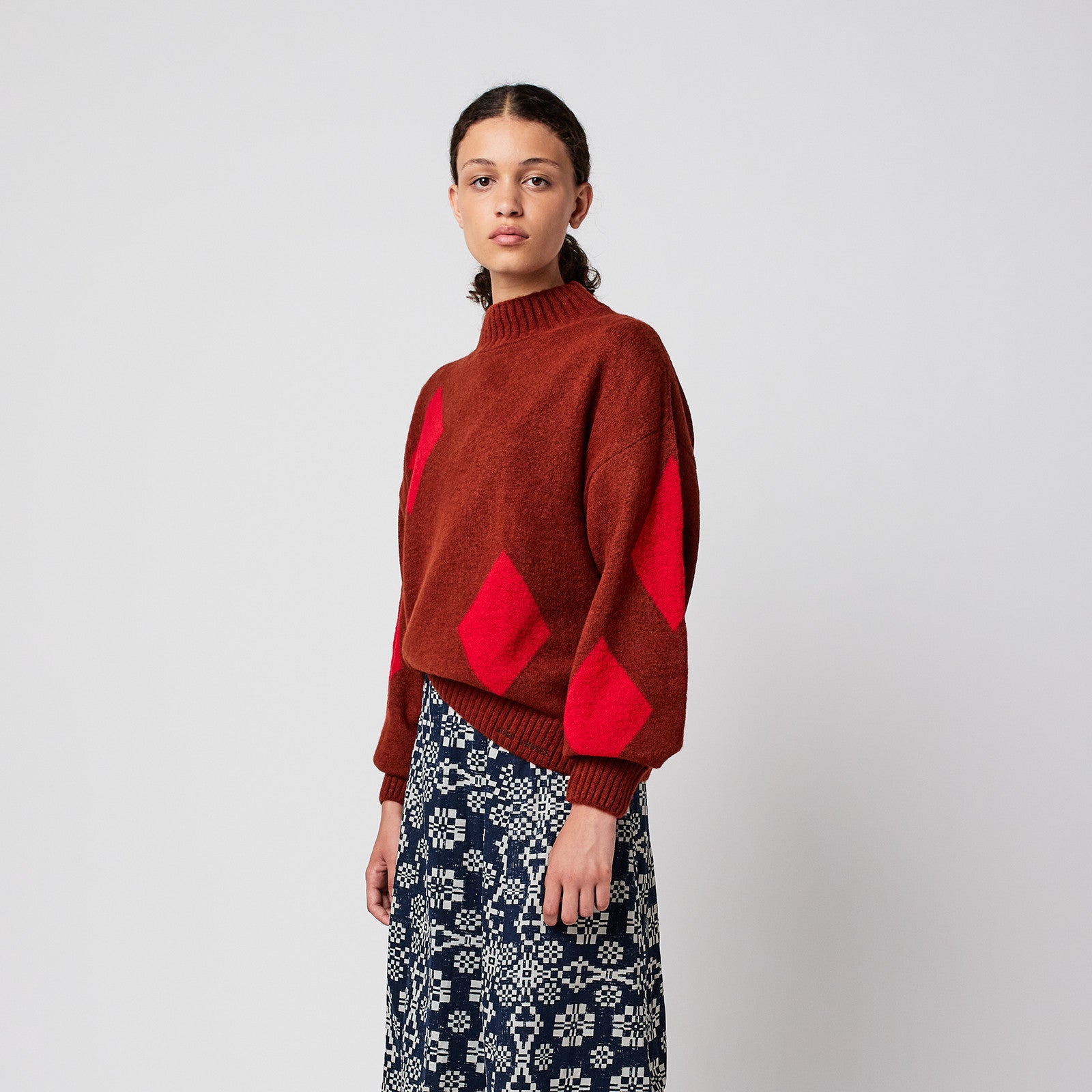 Adult Strickpullover Diamond Card Brown
