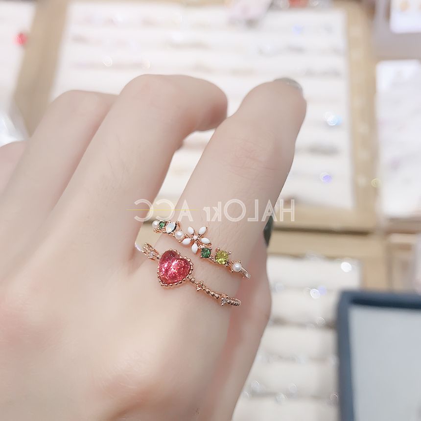 YANYUS - Bloem- en hartvormige strass-ring (2 ontwerpen)