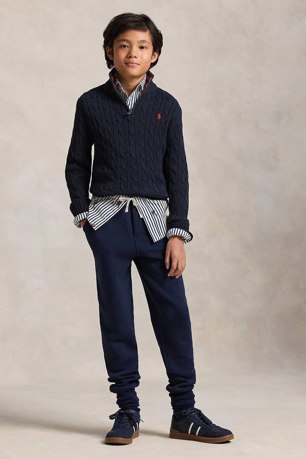 POLO Ralph Lauren trui donkerblauw met kabels