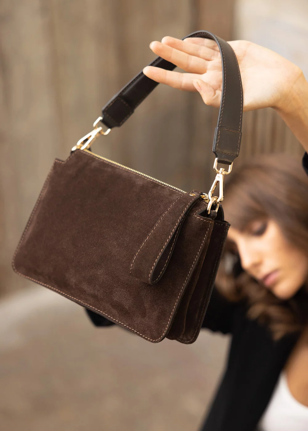 PETIT SAC LOUISE VELOURS MARRON