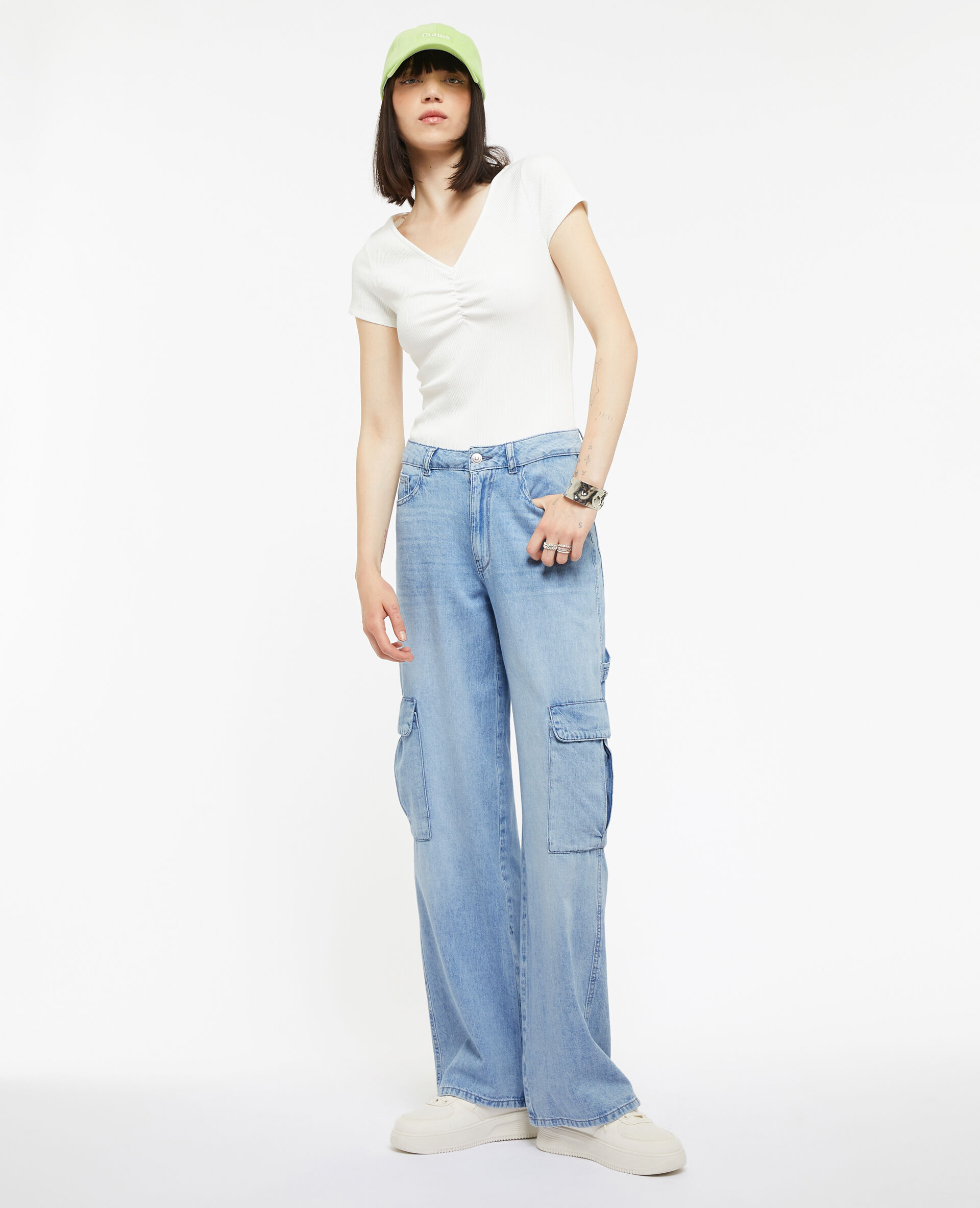 Jean cargo large - Bleu clair