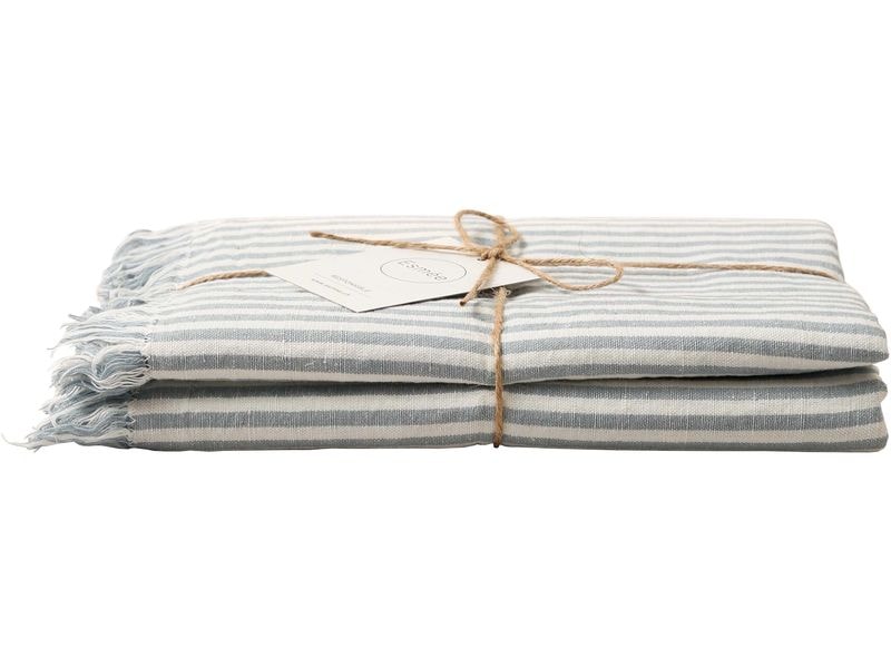 Esmée Strandtuch -Set Sol 100 x 190 cm, Weiss/Blau Hamam und Strandtuch