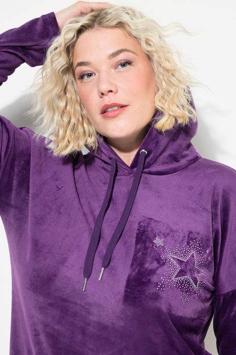 Loungewear-Nickikleid, Kapuze, Langarm, recycelt