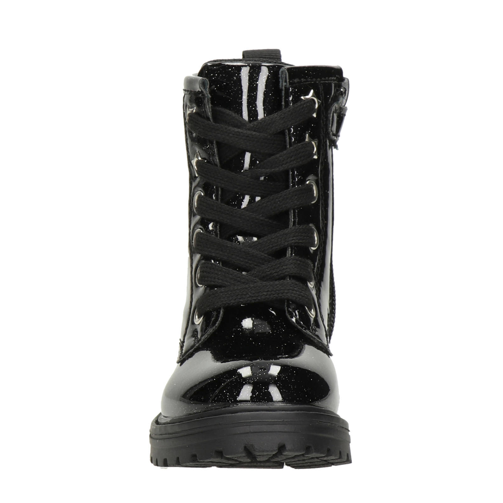 Nelson Kids lak veterboots met glitters zwart
