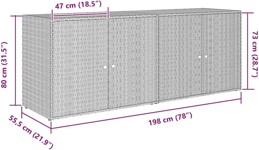 vidaXL Gartenschrank Geräteschrank Haushaltsschrank Beistellschrank Aufbewahrungsschrank Schrank Garten Balkon Schwarz 198x55,5x80cm Poly Rattan