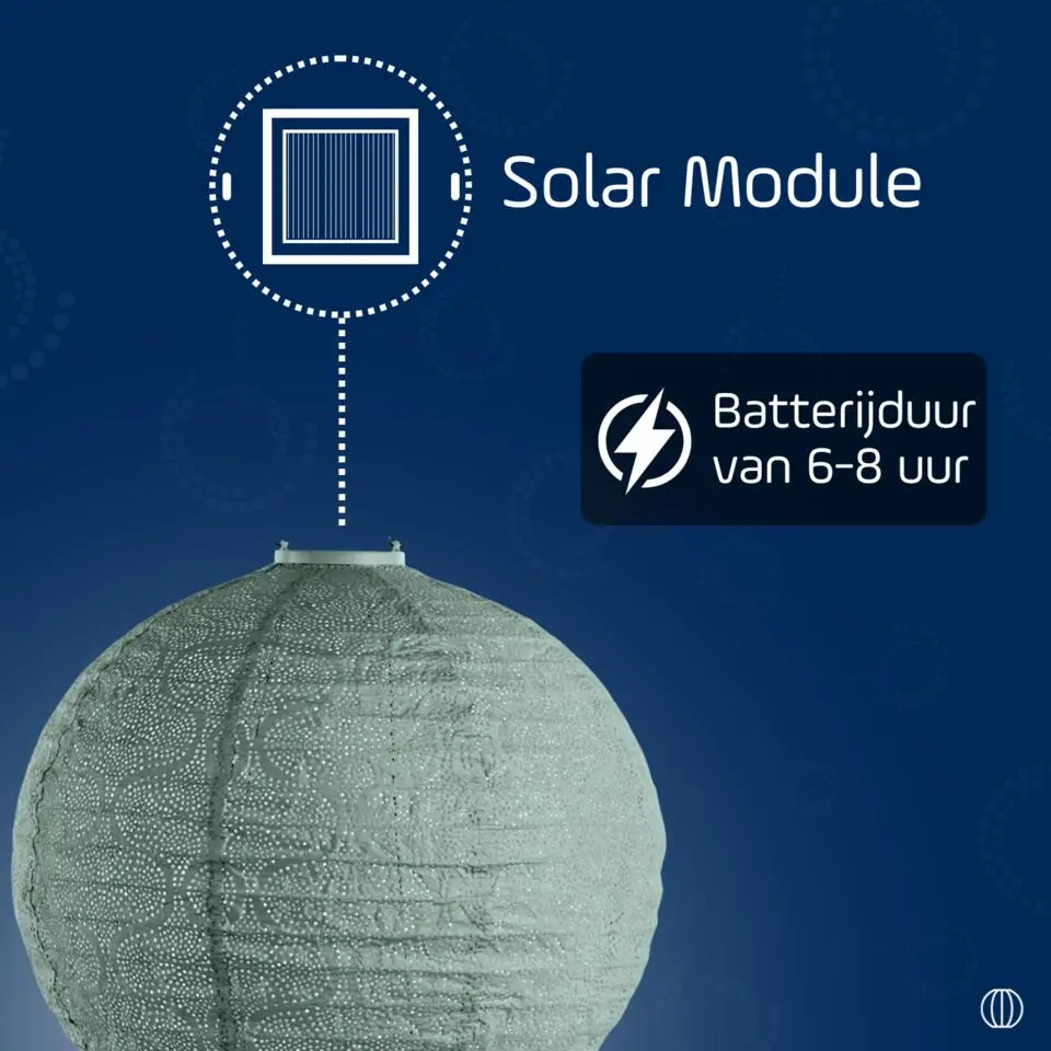 LUMIZ Solar Lampion Tigres Rond - 40 cm - Sage Green