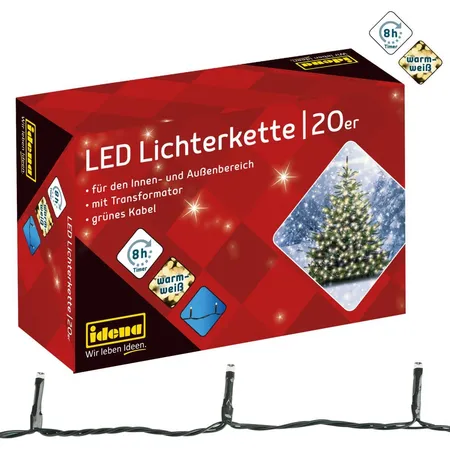 Idena LED-Lichterkette 20er, warmweiß,Innen/Außen