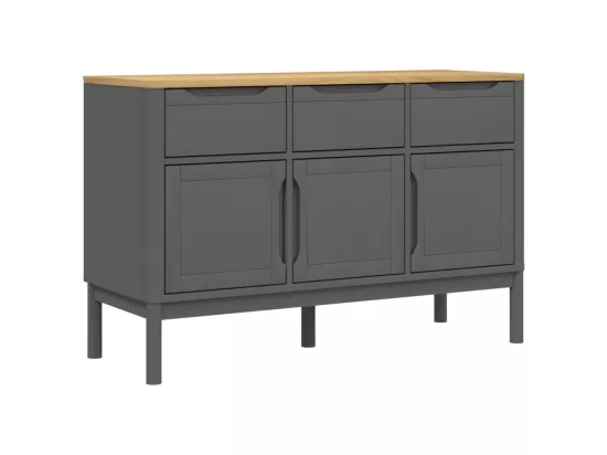 Buffet FLORO gris 114x43x74 cm bois massif de pin