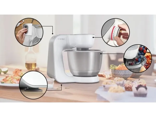 Bosch Serie 4 MUM58200, 3,9 L, Hvid, 1,1 m, 2,7 L, 800 g, Rustfrit stål