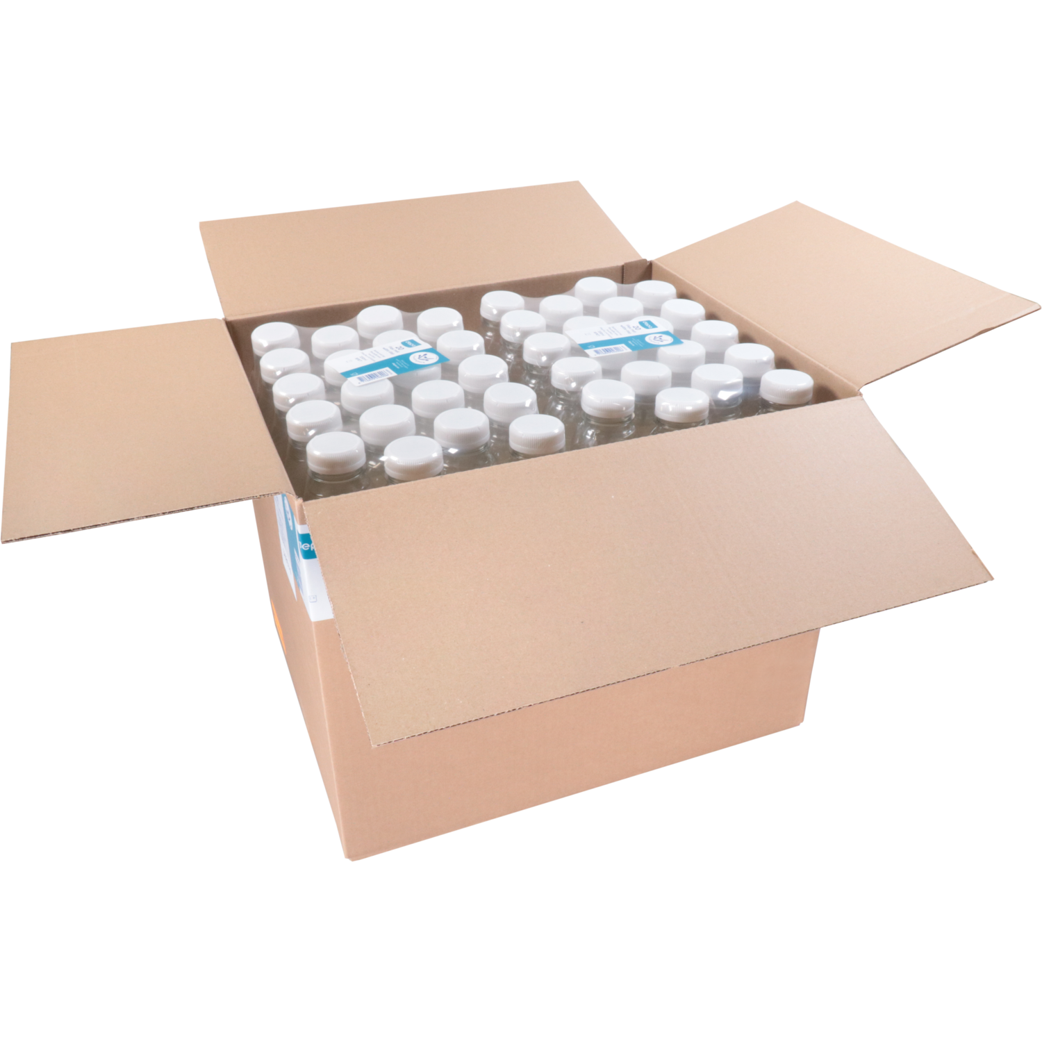 Fles, petfles, Gerecycled PET, met vaste dop, 330ml, transparant/wit