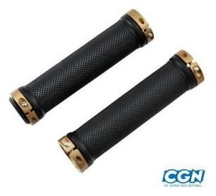 poignee vtt lock on double bronze/noir 130mm (pr)