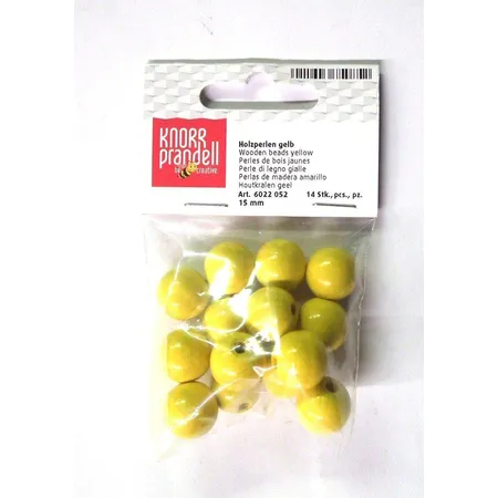 Knorr Prandell Holzperlen, 15mm, gelb, 14 Stück