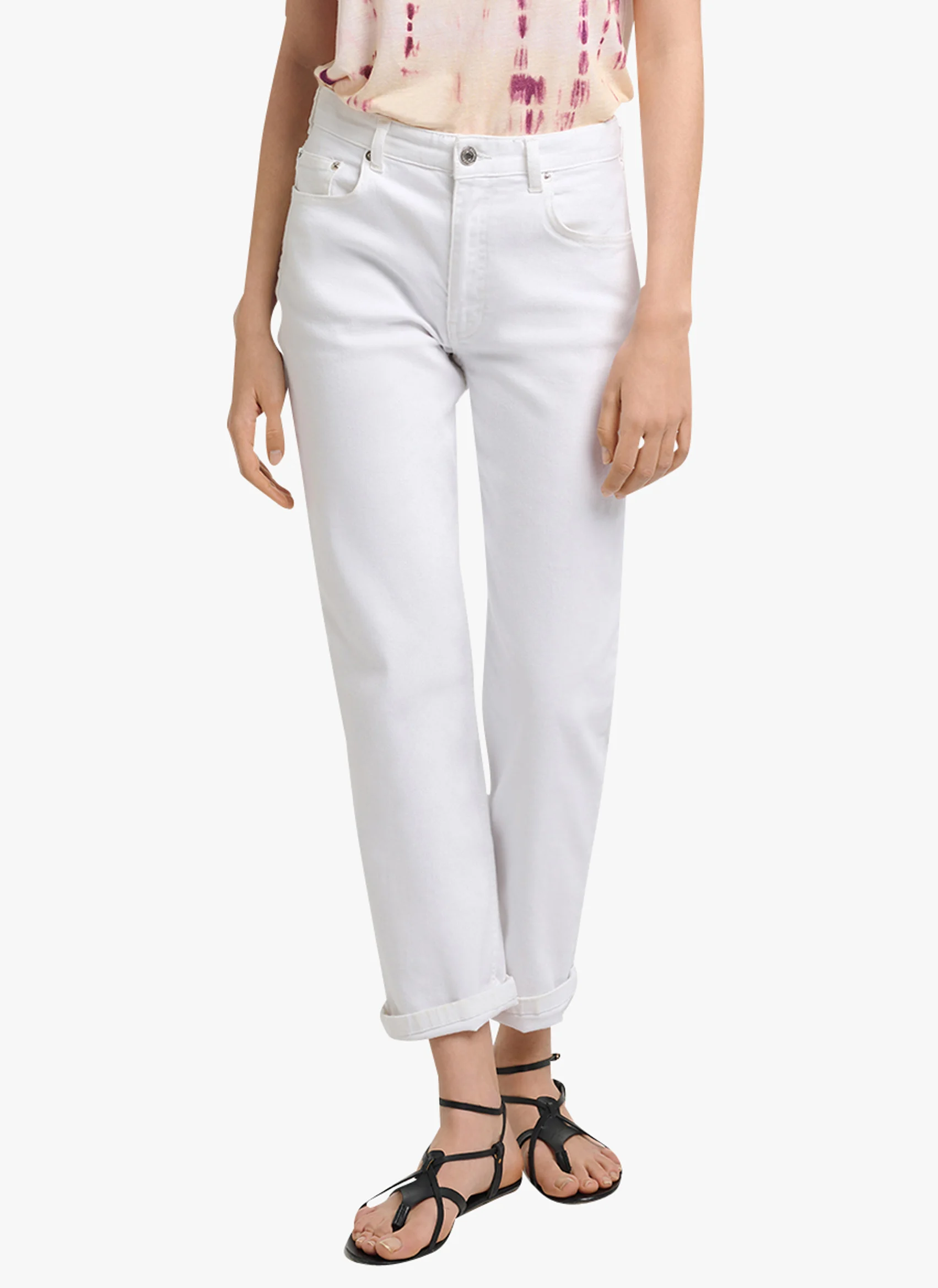 TIMAEL - Pantalon boyfriend en coton | Blanc