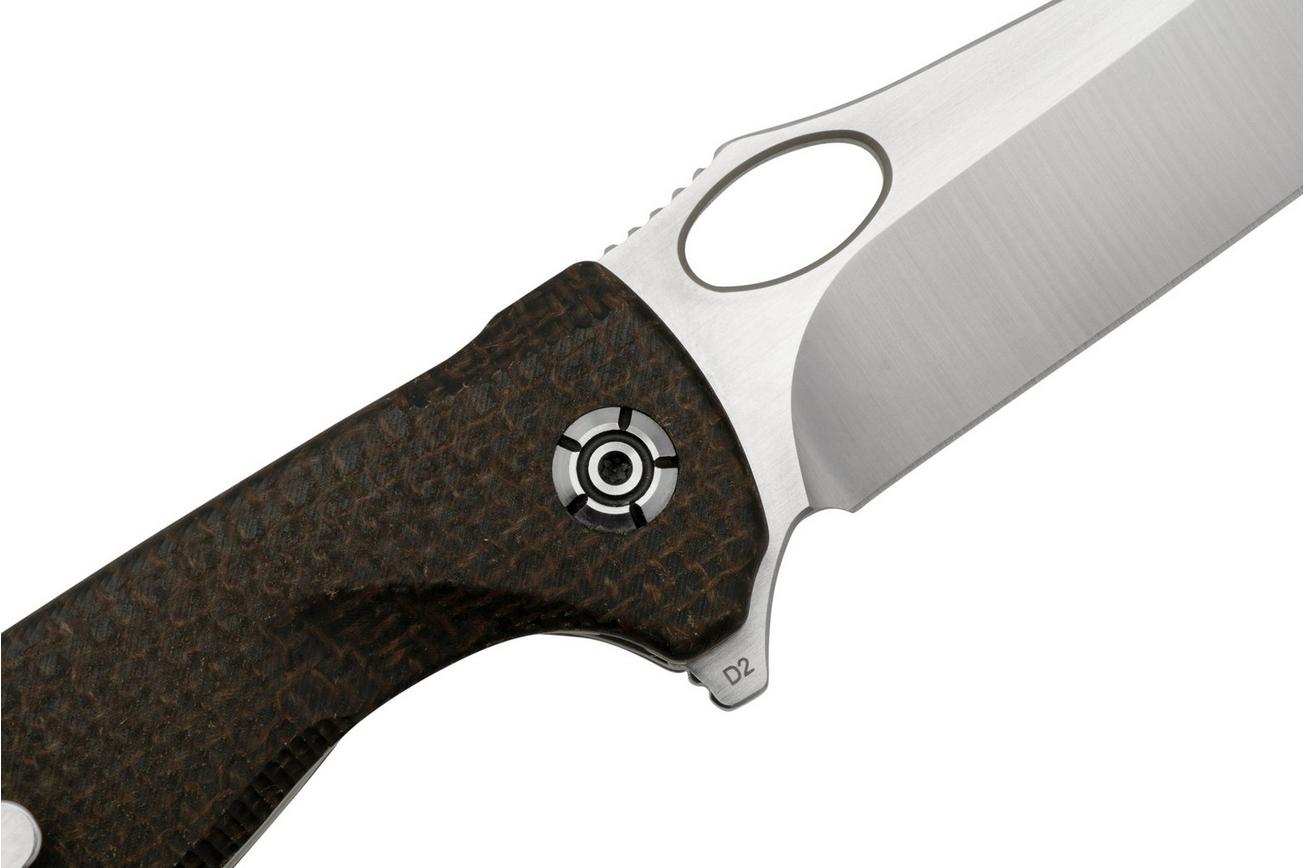 QSP Knife Gavial, QS126-D1 Satin D2, Dark Brown Micarta zakmes