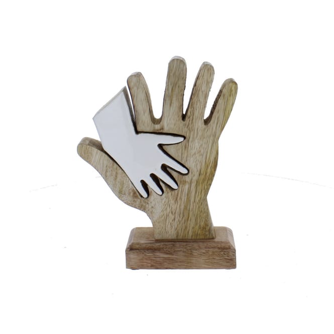 Standdeko - Hände - braun/weiß - ca. 13 x 5 x 20 cm
