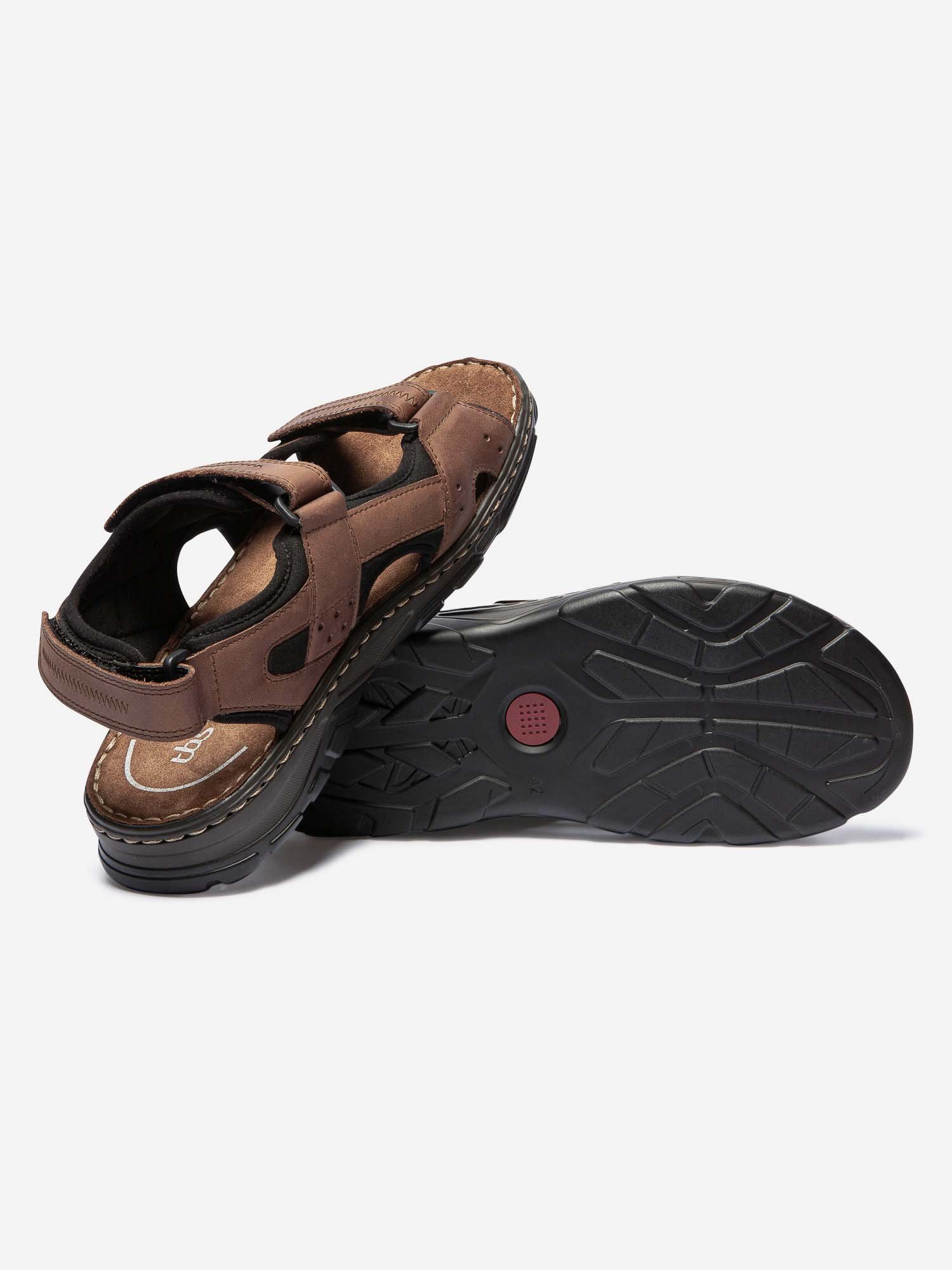 Sandales Homme A Scratch Dessus Cuir Marron