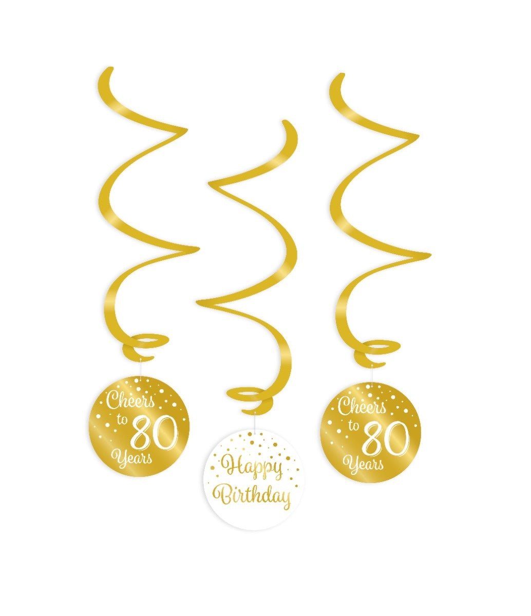 Hangdecoratie 80 Jaar Happy Birthday 17cm 3st