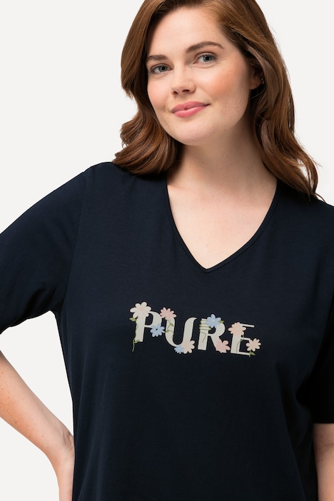 Schlafanzug-Shirt, V-Ausschnitt, Halbarm, Biobaumwolle