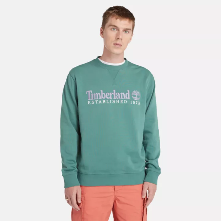 Sweat à col rond et logo Est. 1973 pour homme en bleu sarcelle