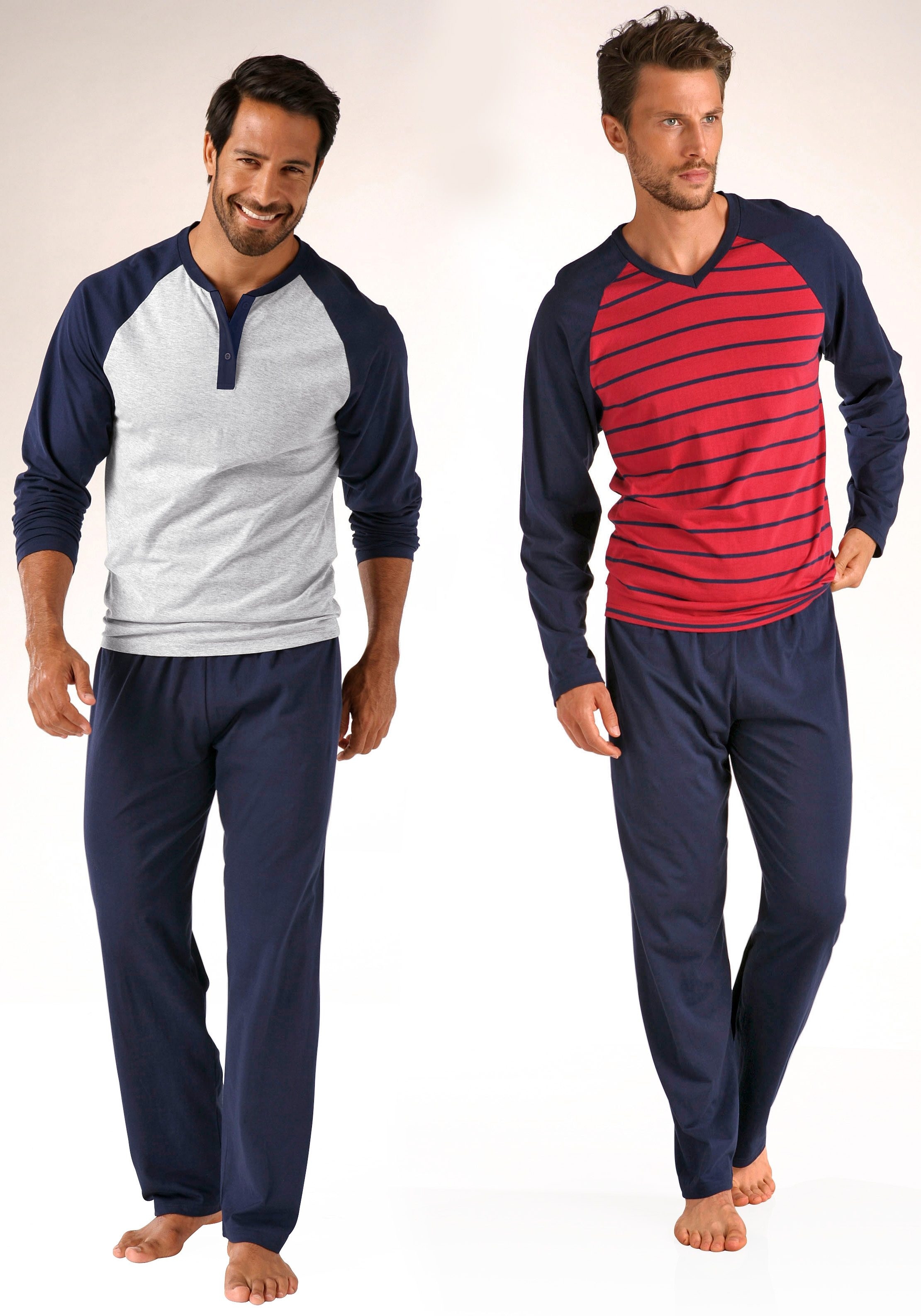 le jogger® Pyjama, 4 Stk. in langer Form, mit Raglanärmeln