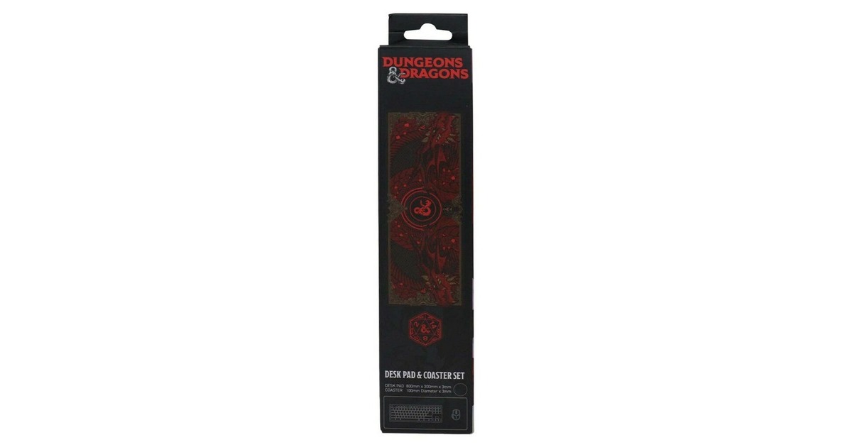Dungeons and Dragons: Desk Mat & Coaster Set gaming muismat  (Donkerrood/zwart)