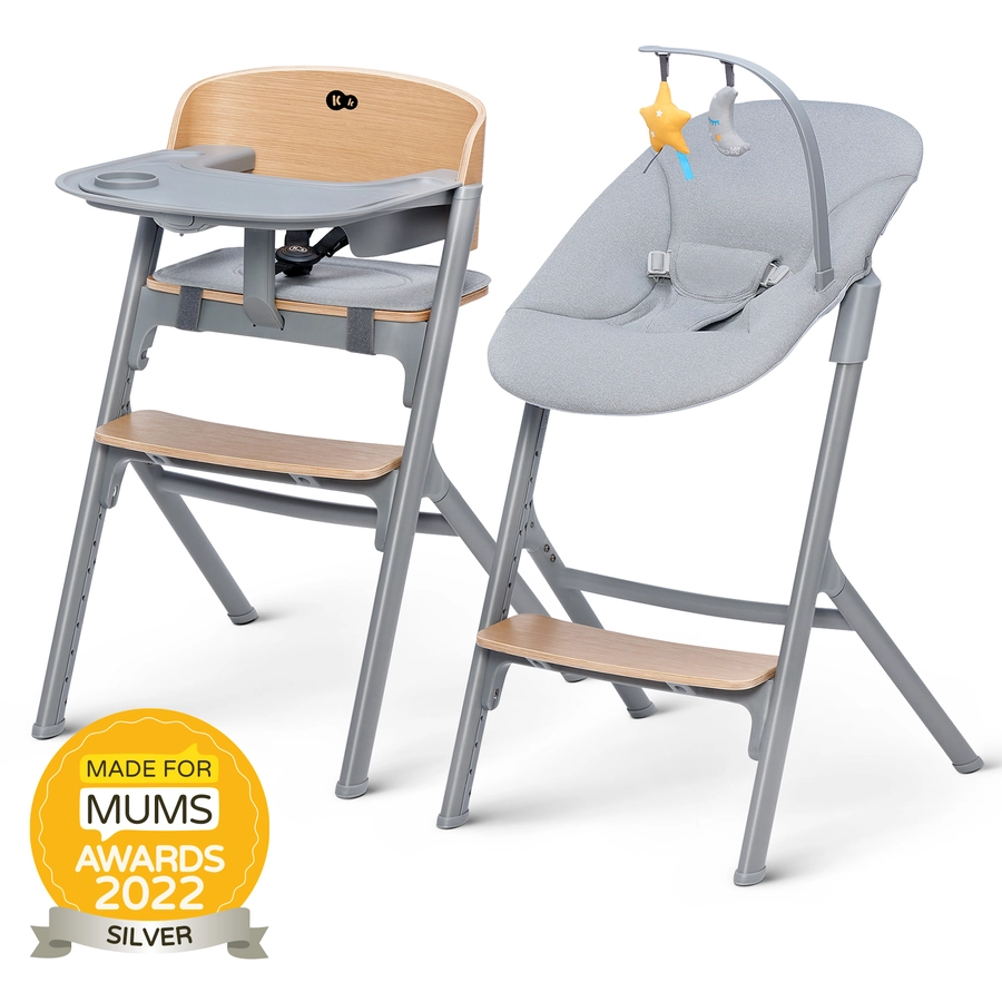 Kinderkraft Hochstuhl LIVY mit Babywippe CALMEE oak