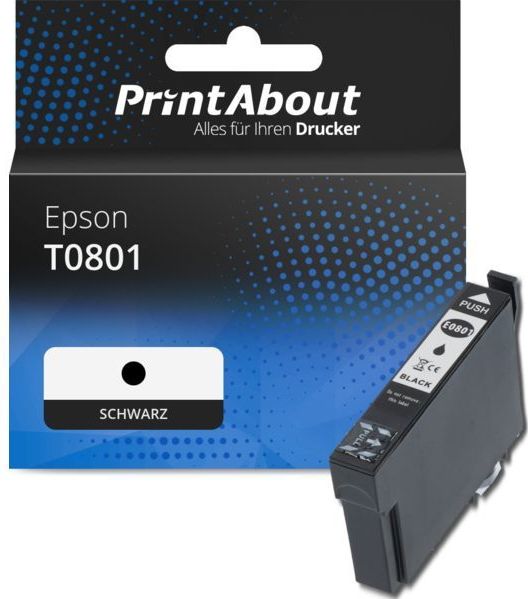 PrintAbout - Inktcartridge T0801 - Zwart - Geschikt voor Epson