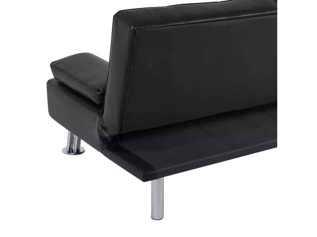 Canapé convertible 3 places en tissu noir ROXEN