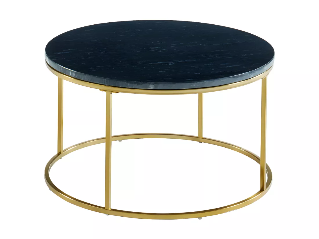 Tables basses gigognes ANGELA de Pascal MORABITO - Marbre noir et métal doré