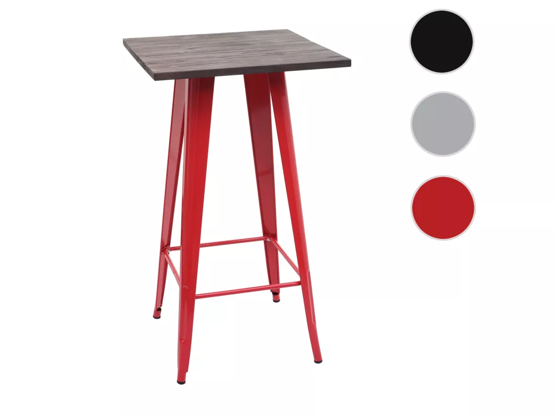 Table haute MCW-A73, plateau en bois inclus, rouge