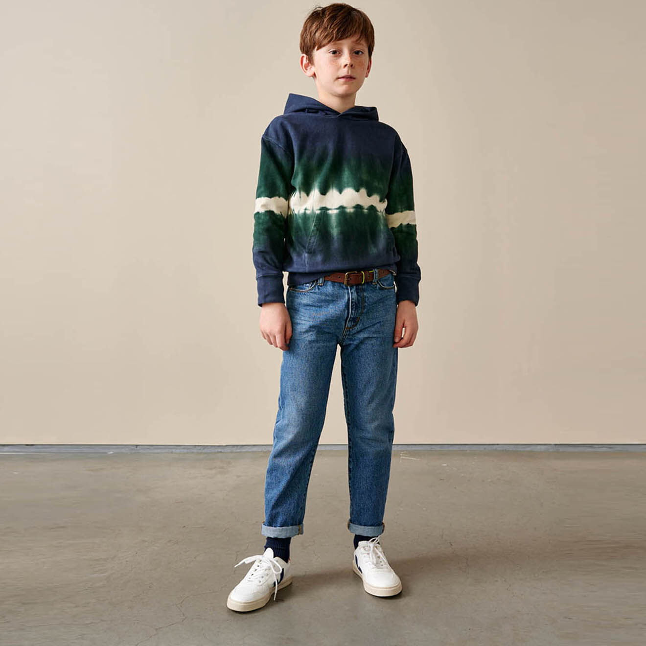 Bellerose Sweat Bincho en Coton organique tie & dye marine/vert