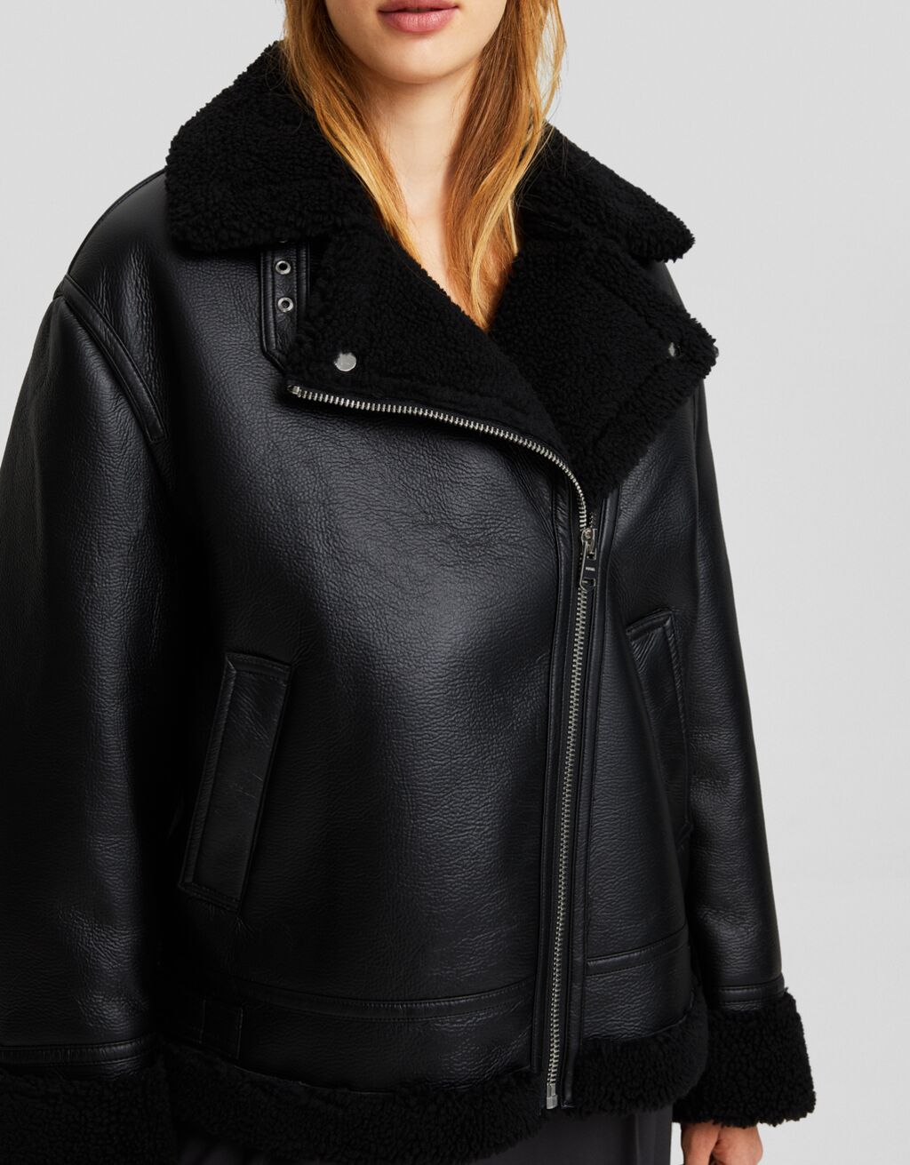 Jaqueta de motociclista dupla face oversized