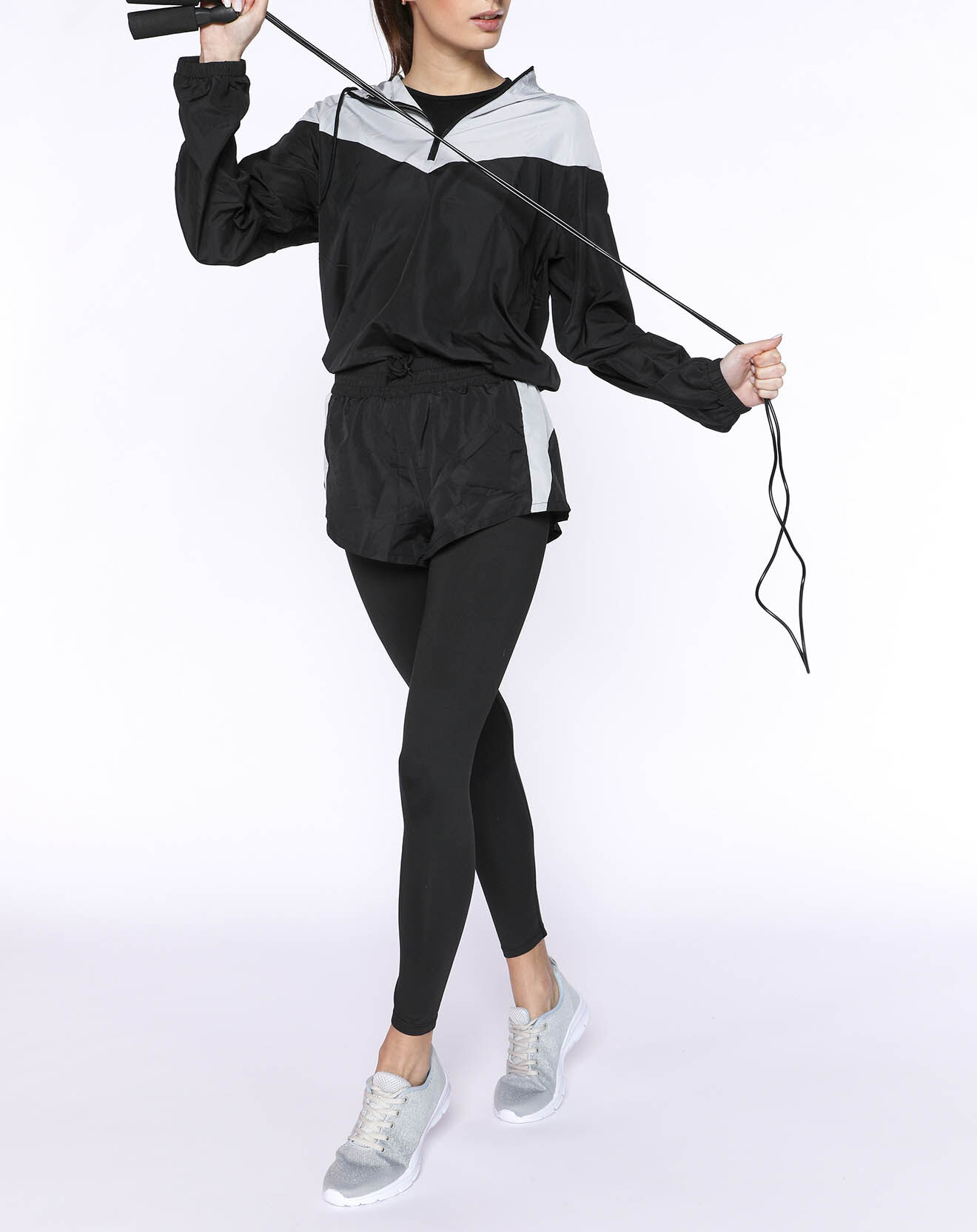 Onamaste Top de sport avec capuche noir/gris