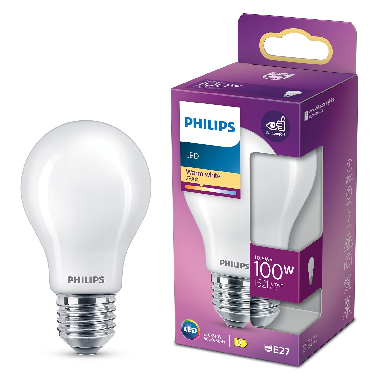 Philips LED-globepære E27 1521 lm