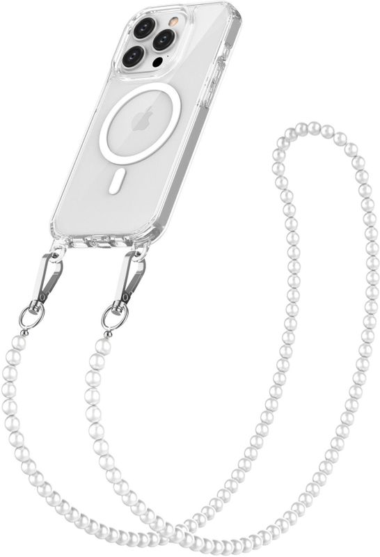 Solidenz Collection iPhone 16 Pro Max hoesje met afneembare koord - White pearls