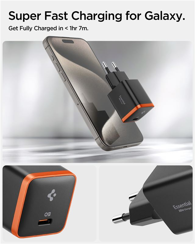 (30W) USB C Essential Ladegerät Netzteil Power Delivery (ACH08448) - Schwarz