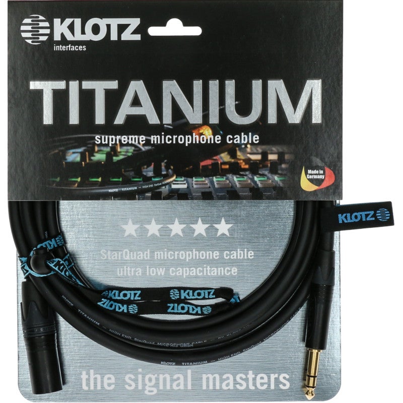 Klotz TI-MMS0300 Titanium Starquad 3p XLR male naar 3p jack 6.35mm 3 meter