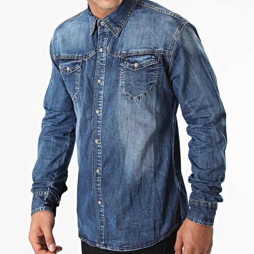 Chemise Manches Longues Jean Bleu Denim